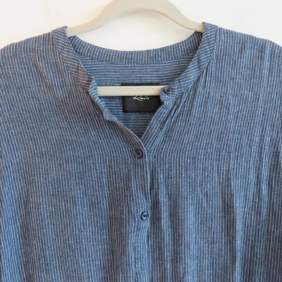 RAILS Juliette Salem Stripe Blue Linen Blend Tunic Mini Ruffle Dress - Size M - Picture 4 of 15